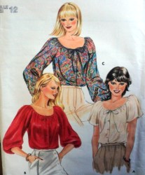 3912 70s LOOSE PEASANT SS-LS BUTTON RAGLAN TOPS PATTERN 12, 16